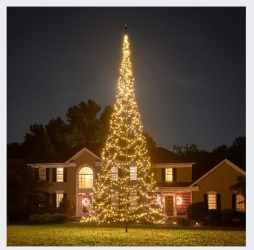 Fairybell LED Christmas tree for outdoor use Flagpole - 8m - 1500 LED lights - Warm white with twill